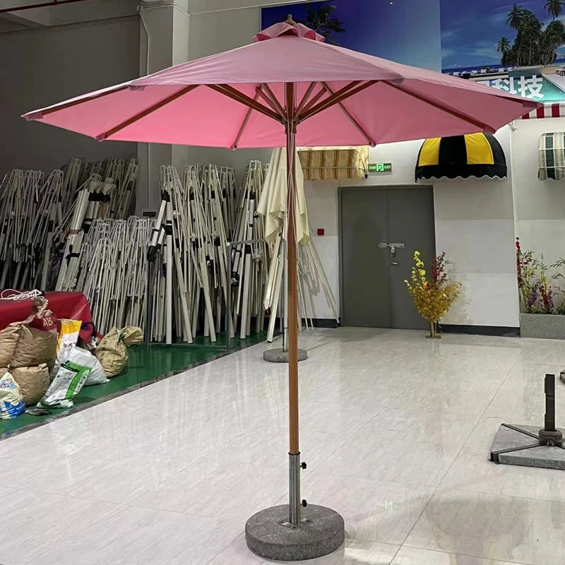 Pink Yellow Blue Striped Parasols Umbrellas Outdoor Luxury Aluminium Market Style Beach Umbrella with Fringe Outdoor for Shop