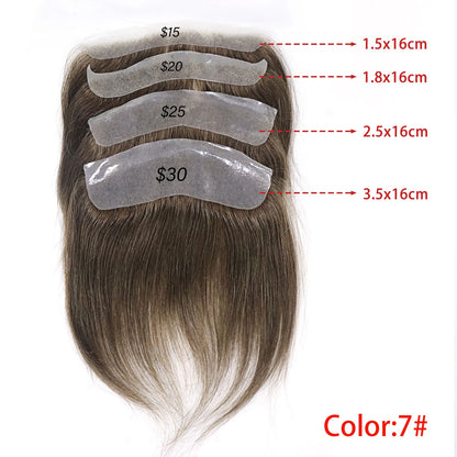 Men Toupee For Forehead 0.06mm Ultra Thin Skin #4 Brown Front Hairline Patch For Male Human Hair Wig Capillary Prosthesis Peruk