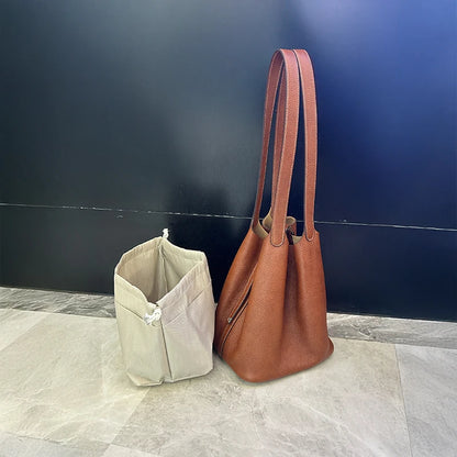 Mendy Large Women's Bag Vintage Leather Bucket Bag 26CM Tote Hobo Bag for Women Soft Leather Underarm Shoulder Purse Handbag New