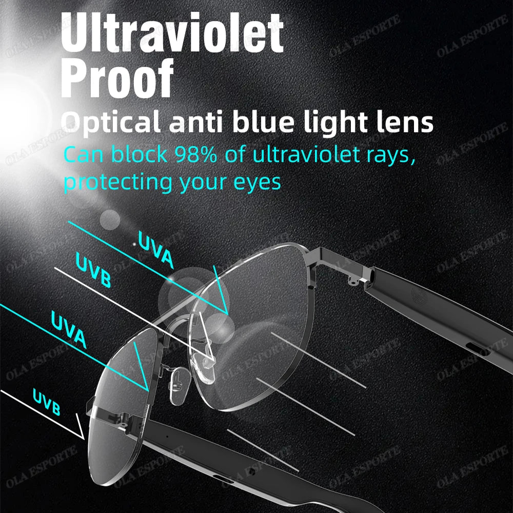 New UV400 Smart Glasses Men Women Listen Music Game Voice Assistant Wireless 5.4 Call Waterproof Anti-blue light SmartSunglasses