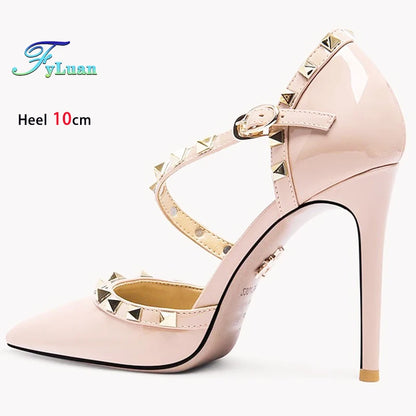 2025 Black High Heels 12cm 10cm 8cm Women's Shoes Thin Heels Pointed Head Ladies Pumps Microfiber Shallow Stiletto Banquet Shoes
