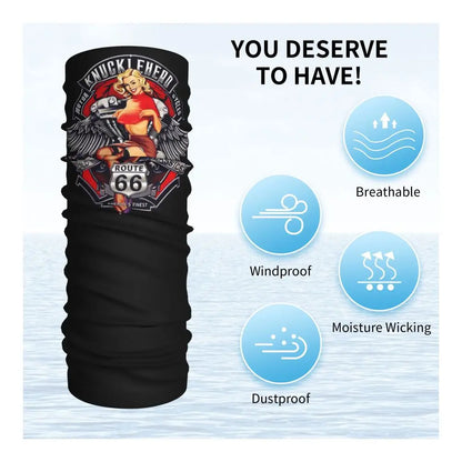 Custom Travel Motorcycle Ride Route 66 Bandana Winter Neck Warmer Windproof Wrap Face Scarf for Hiking Highways Gaiter Headband