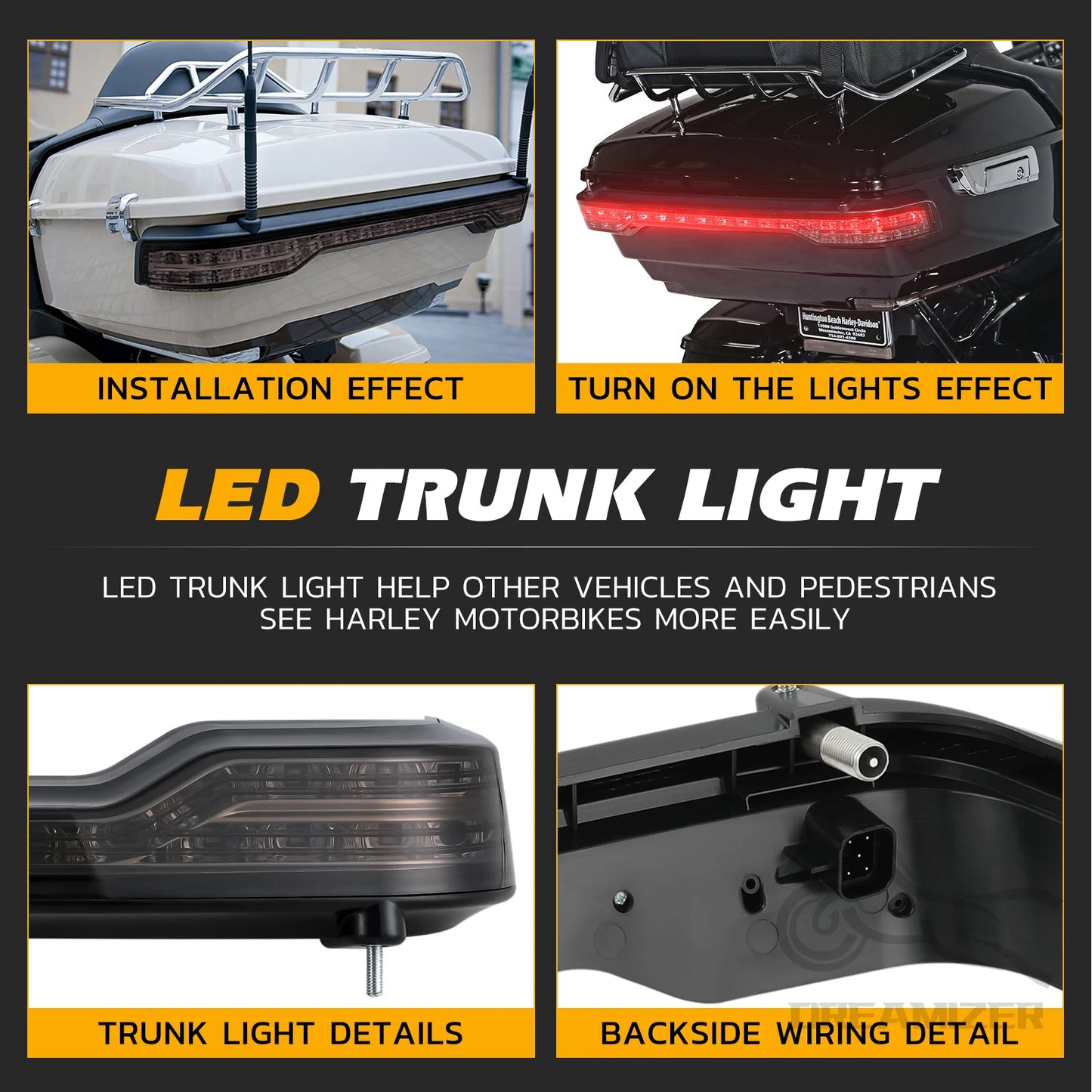 Motorcycle Tour-Pak King Rear LED Light Tour Pack Brake Turn Signals Tail Lamp For Harley Touring Road Electra Glide Ultra 2014