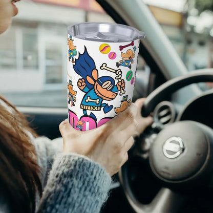 Dog Man Dogman Movie Comic Insulated Tumbler with Straws Cartoon Stainless Steel Thermal Mug Double Wall Car Bottle Cups, 20oz