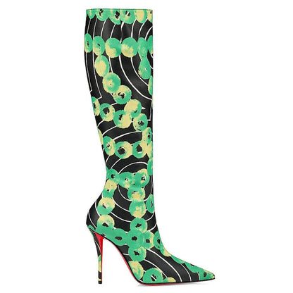 European andAmerican sexy suede leopardprint pointed stagewalking shoes,women's fashion slim high heels,side zipper banquetboots