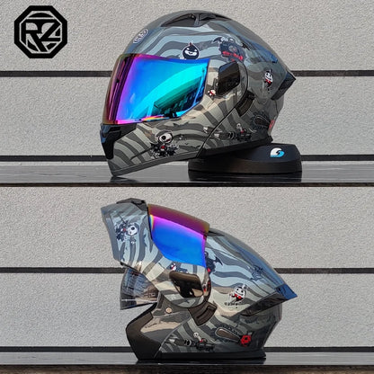 2025 professional motorcycle sports flip helmet ABS material modular dual lens full face helmet DOT certification