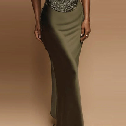 Elegant Tassel Crop Tops Satin Mermaid Skirt Sets Women Sleeveless Slim O-neck Vest Hip Package Skirts 2026 Summer Party Outfit