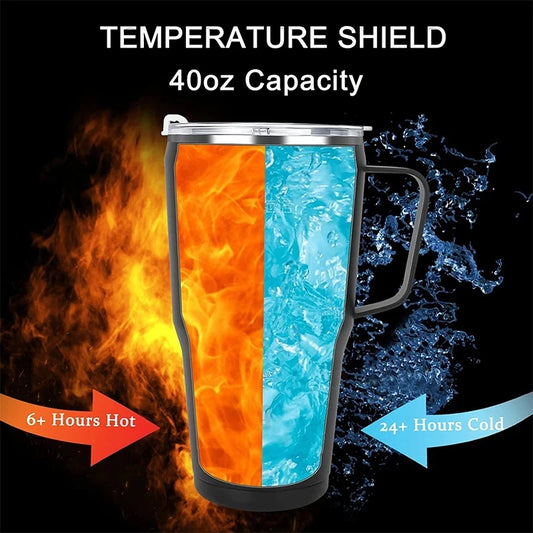 Mug Tumbler 40oz with Straw Handle Coffee Insulated 304 Stainless Steel Car Cup Keeps Cold Beer with Lids Tumbler Thermos Cup