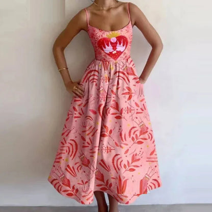 Elegant Women's Long Dresses 2025 Summer Print Vacation Suspender Sexy Dress Vestidos Mujer Verano  Платье Летнее Ropa Y2k Mujer
