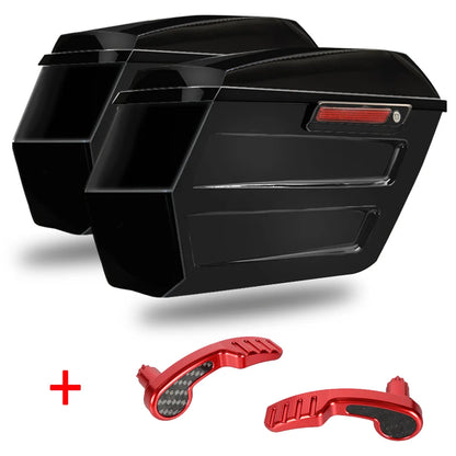 Motorcycle Hard Chopped Performance Saddlebag Bags&Carbon Fiber Latch Kit For Harley Touring Road King RG Street Glide 2014-2023