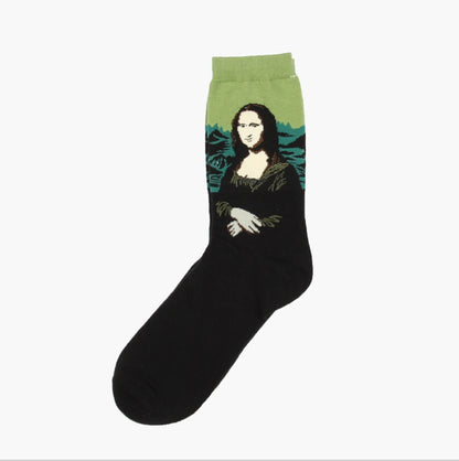 1 Pair Autumn Winter Retro Men Socks Couple Socks New Art Van Gogh Mural World Famous Oil Painting Series Funny Socks