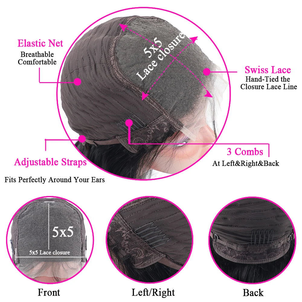 42 44 Inch 13x4 13x6 HD Transparent Body Wave Lace Frontal Wigs For Women 200 Density Preplucked 5x5 Closure Lace Wig Human Hair