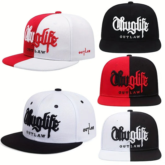 1pc Thug Life Embroidered Fashion Snapback Cap, Outdoor Sports Baseball Cap For Men And Women