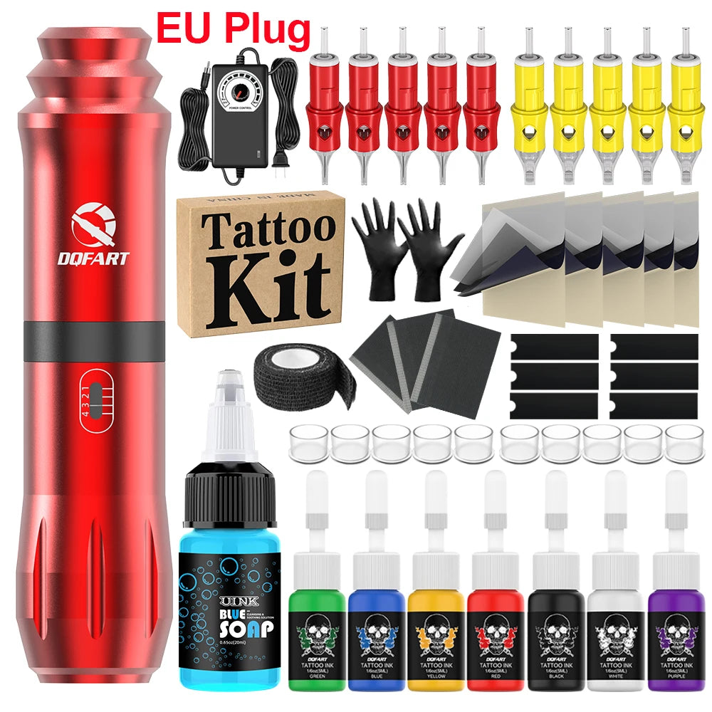 Tattoo Kit Tattoo Machine 1000Rmp With Tattoo Needle Tattoo Ink Permanent Makeup Tattoo Set Supplies Tattoo Accessories