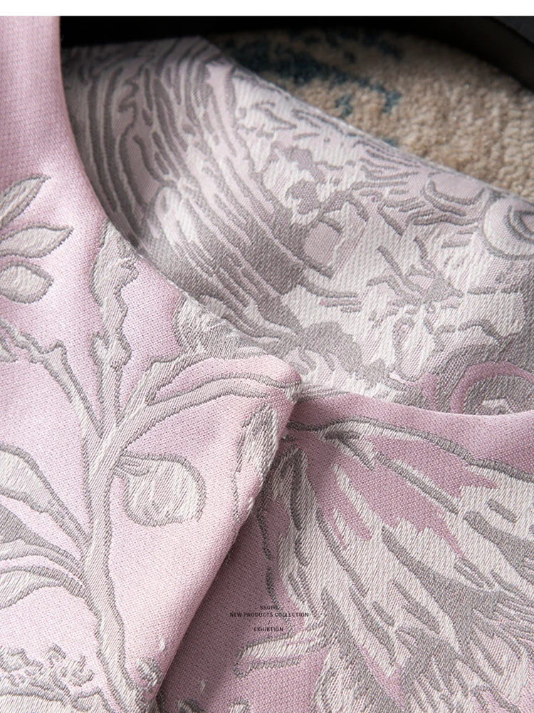 Luxury Beaded Pink Chinese Style Women's Top 2025 Loose Shoulder Embroidery Jacquard Elegant Fashion Blouse Outerwear