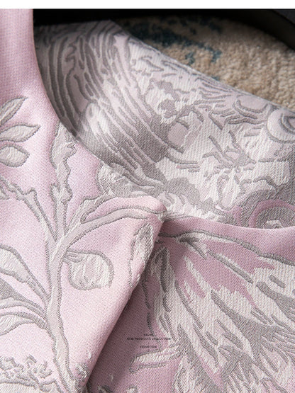 Luxury Beaded Pink Chinese Style Women's Top 2025 Loose Shoulder Embroidery Jacquard Elegant Fashion Blouse Outerwear