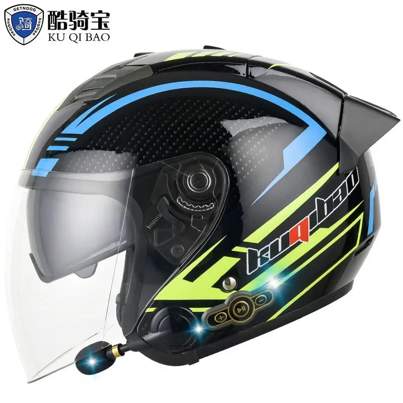 HOT DOT Approved Open Face 3/4 Motorcycle Helmet with Build-In Bluetooth Headset Earphone and Detachable Liner for honda