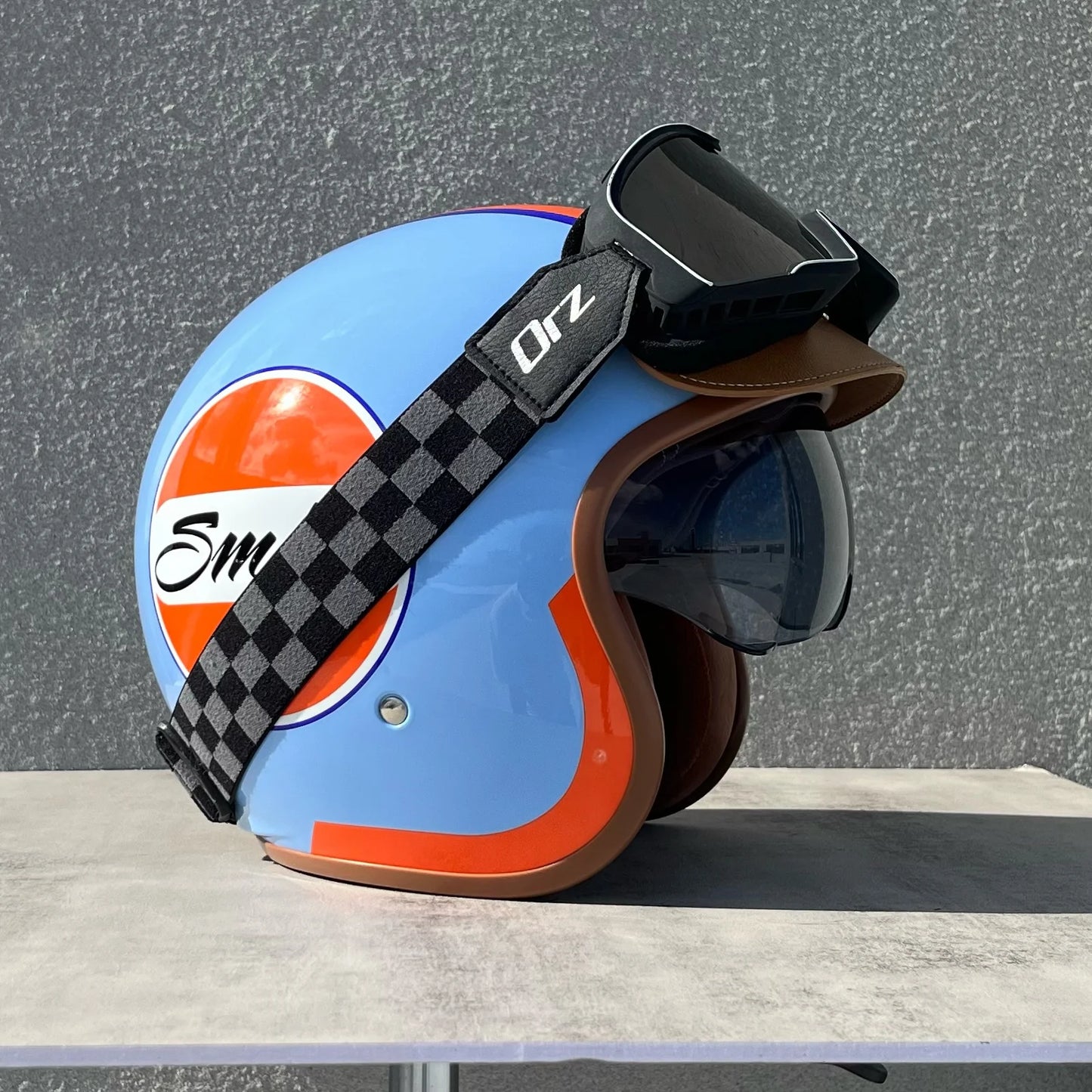 Orz Motorcycle Retro Helmet Men's and Women's Motorcycle Safety Helmet Electric Car Four Seasons 3/4 Half Helmet Scooter