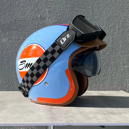 Orz Motorcycle Retro Helmet Men's and Women's Motorcycle Safety Helmet Electric Car Four Seasons 3/4 Half Helmet Scooter