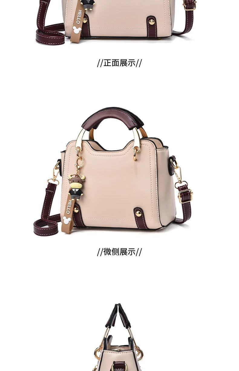 New with Printed Letters Women Square Handbag Messenger Bags with Pendant Office Ladies Bags Female Crossbody Shoulder Bags