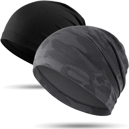 2PCS Quick-drying Running Caps Summer Breathable Cool Sports Hats Outdoor Cycling Hiking Baseball Skullies Stretchy Beanies Hat