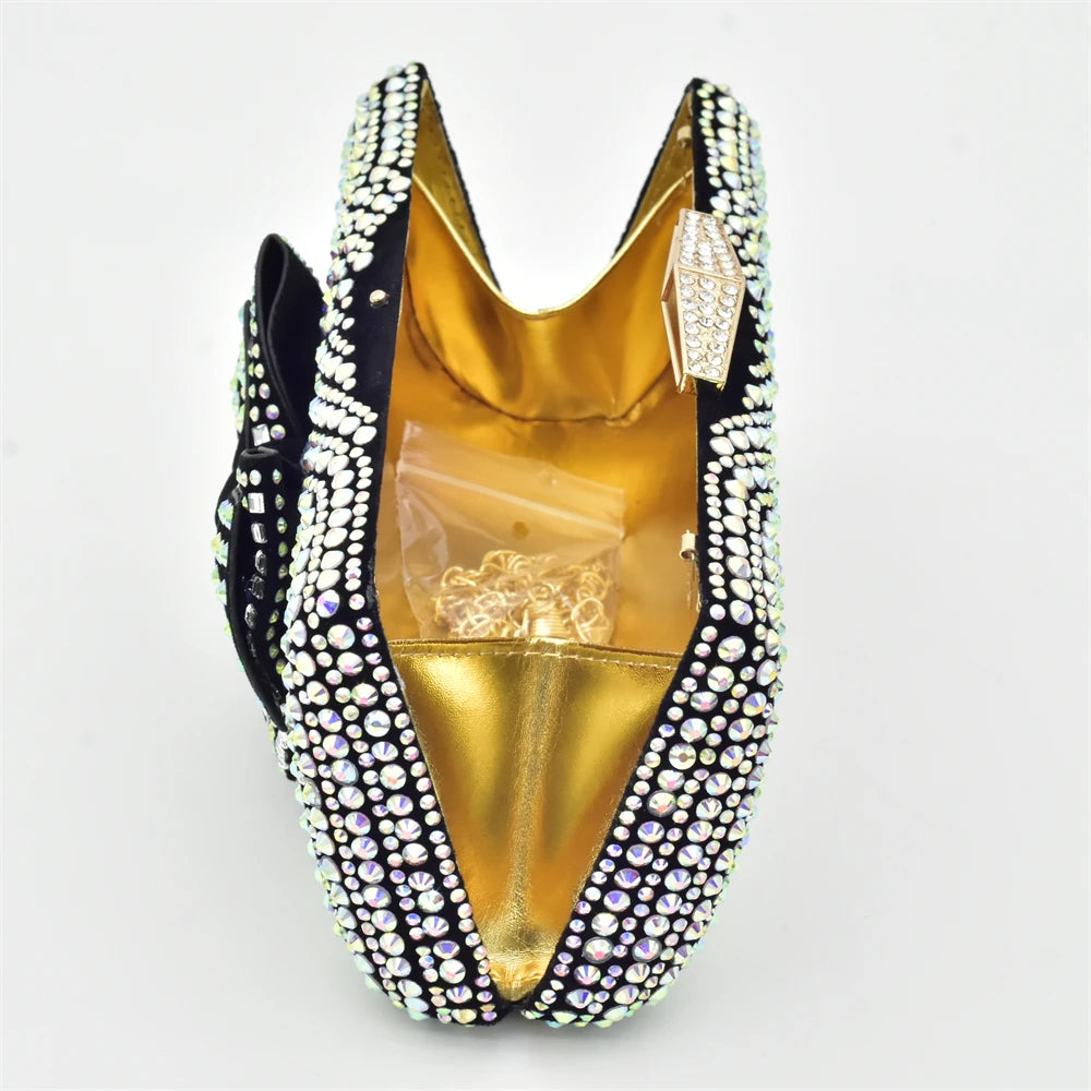 New Arrival Shoes and Bags Set for Women 2025 Women Shoe and Bag Set Decorated with Rhinestone Elegant Woman Heeled Pumps