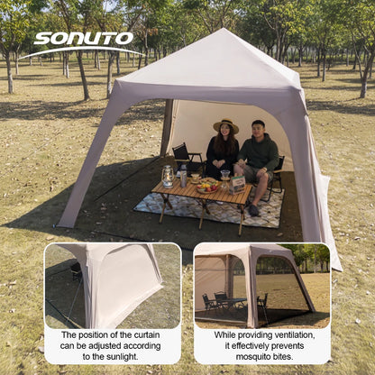 Sonuto Instant Setup Inflatable Tent, 3x3m Quick Inflation Air House Tent, Portable Easy Setup Large Camping Tent with Bag
