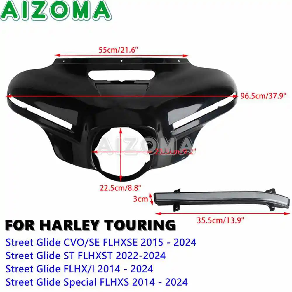12V Motorcycle Bawting Fairing LED Front Light Mask Cowl Cover For Harley Street Glide CVO SE FLHXSE FLHXST FLHX/I FLHXS 2014-24