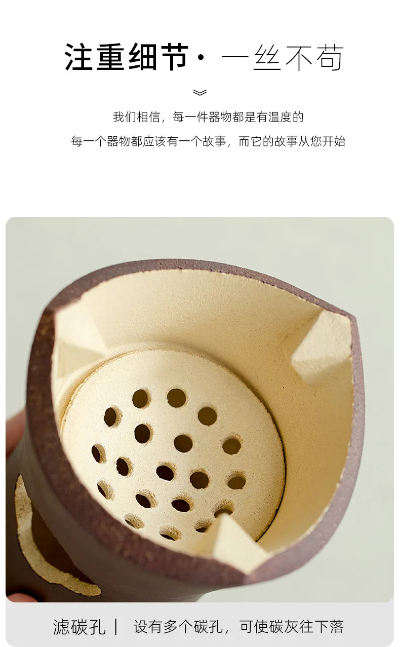 Handmade Pottery Carbon Charcoal Furnace Vermilion Style Olive Wood Boil Water Stove for Tea Kettle Household Kung Fu Teaware