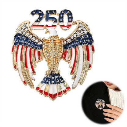 USA 250th Anniversary Brooch Rhinestone 250 Flag Pin Alloy Badge For Independence Day Patriotic Gift Decorative Clothes