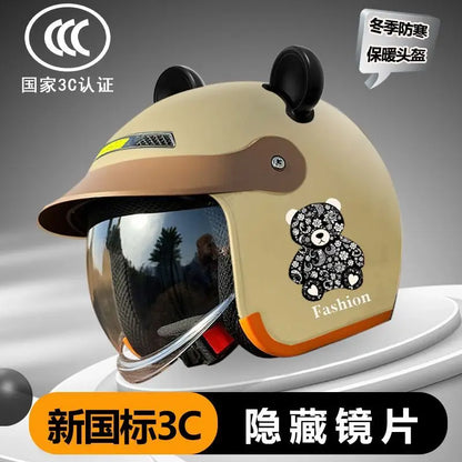 National standard 3C certified winter warm electric vehicle half helmet helmet unisex