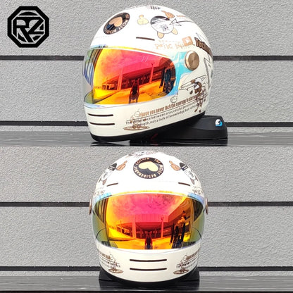 ORZ Retro full face motorcycle helmet - Classic design, suitable for both men and women, with safety protection certified by 806