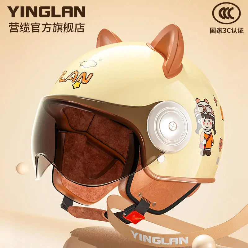 Winter Warm Women's Electric Car Helmet Four Seasons Motorcycle Safety Cap Full Face Helmet 3C Certified Abs Material