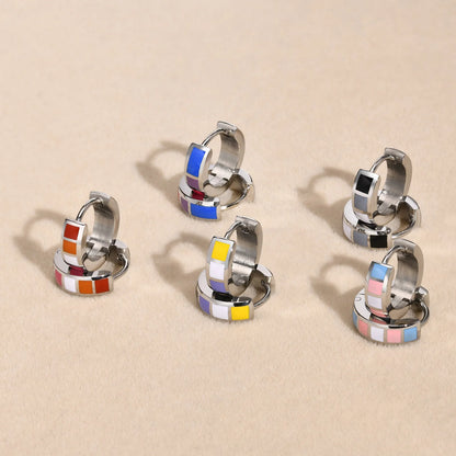 LGBT Rainbow Huggie Hoop Earring for Leibian Gay, Pride Flag Hinged Ear Piercings, Stainless Steel Jewelry