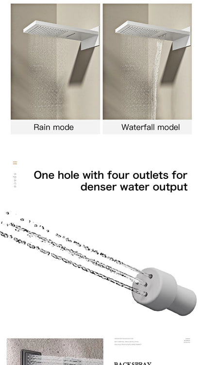 Gun gray brass luxury LED digital display constant temperature shower system embedded ceiling hot and cold water bathroom mixer