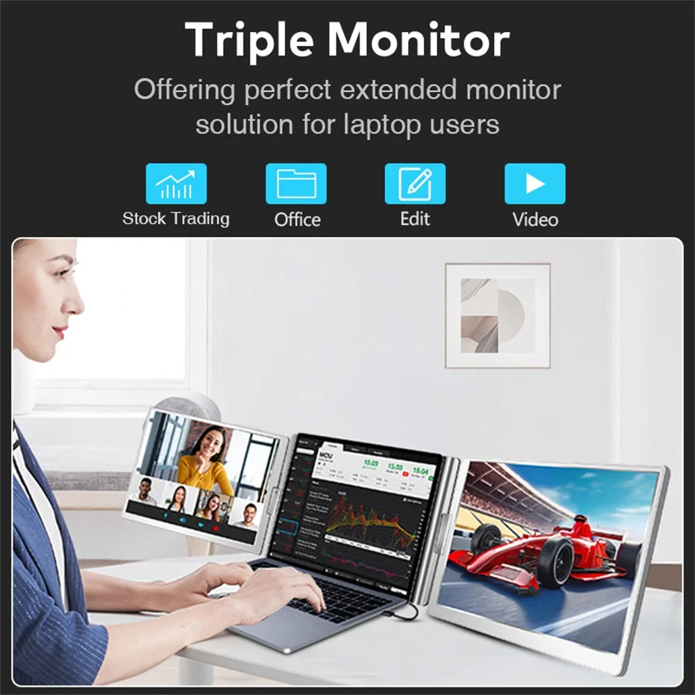 Dual Screen Display 14" to 16" Extended Multiple Monitor Laptop Sub Screen Triple LCD Extender Compatible with All PC Rospider