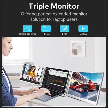 Dual Screen Display 14" to 16" Extended Multiple Monitor Laptop Sub Screen Triple LCD Extender Compatible with All PC Rospider