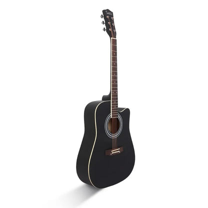 Cutaway Spruce Top Acoustic Guitar Matte Black Color Folk Guitar for Beginner Student 41 Inch Music Instrument