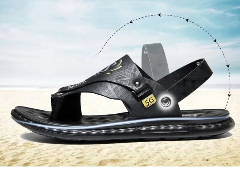 Sandals for Men High Quality Cow Leather Sandals Outdoor Casual Sport Sandals Anti Slip Beach Slippers for Men Summer Slippers