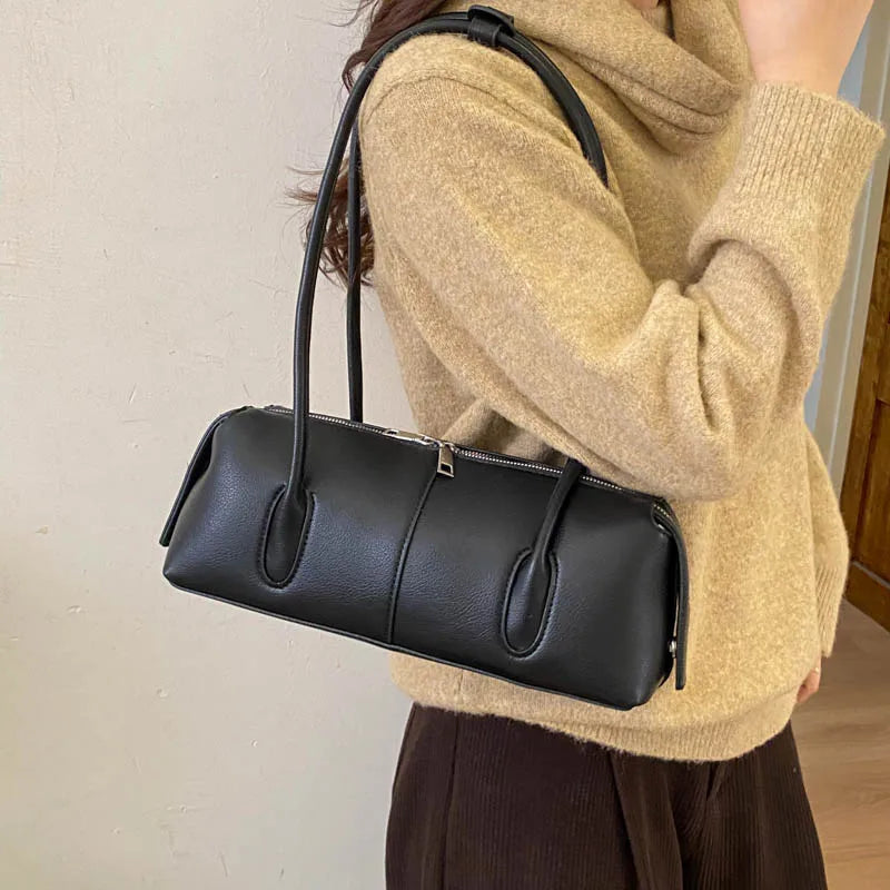 MOODS Retro Underarm Shoulder Bags For Women PU Leather Pure Color Commute Satchel Bag 2025 Winter New Luxury Designer Handbags