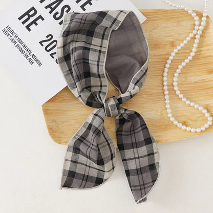 British Cotton Skinny Plaid Scarf Fashionable Outfit Hairband Necktie Scarf Small Shawl Headscarf Neck Protection Scarf 11X120cm