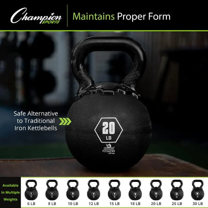 Rhino Kettlebell Rubber Weights Black - Premium Strength Training Equipment - Multiple Weights
