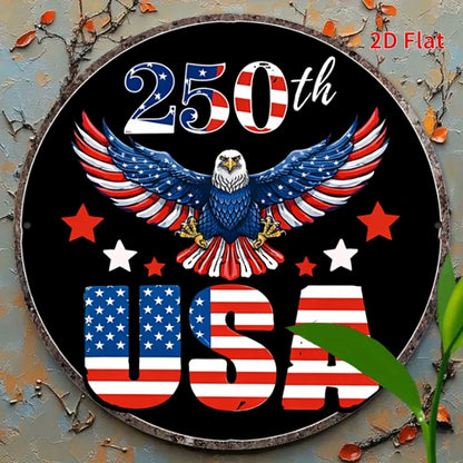 2D Flat, [2Dfalt] 1pc 20x20cm- Aluminum Sign USA 250th Anniversary Tin Sign, Patriotic Decor for Americans, Eagle Flag Themed Me