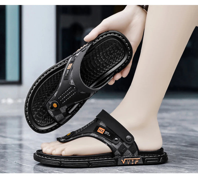 Men's high-quality beach shoes summer outdoor casual flip-flops sandals soft-sole non-slip comfort fashion dual-purpose slippers