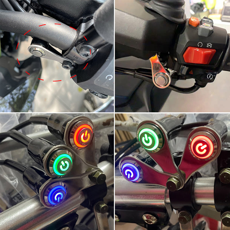12V Motorcycle Switches ON+OFF Handlebar Mount Aluminum Alloy Waterproof Motorbike Horn Fog Light Lamps Push Button Switch