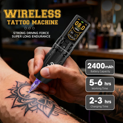 DQFART Wireless Tattoo Machine Tattoo Kit 2400mAh Tattoo Pen for Pro Body Artist Tattoo Supplies Tattoo Accessories