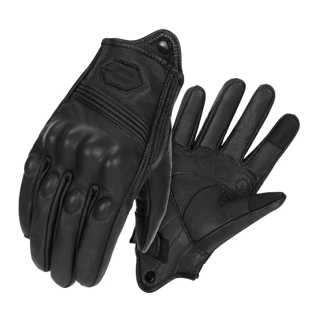 Vintage Leather Motorcycle Gloves Summer Breathable Unisex Biker Gloves With Anti-Slip Ventilation Design Motorbike Ride Glove