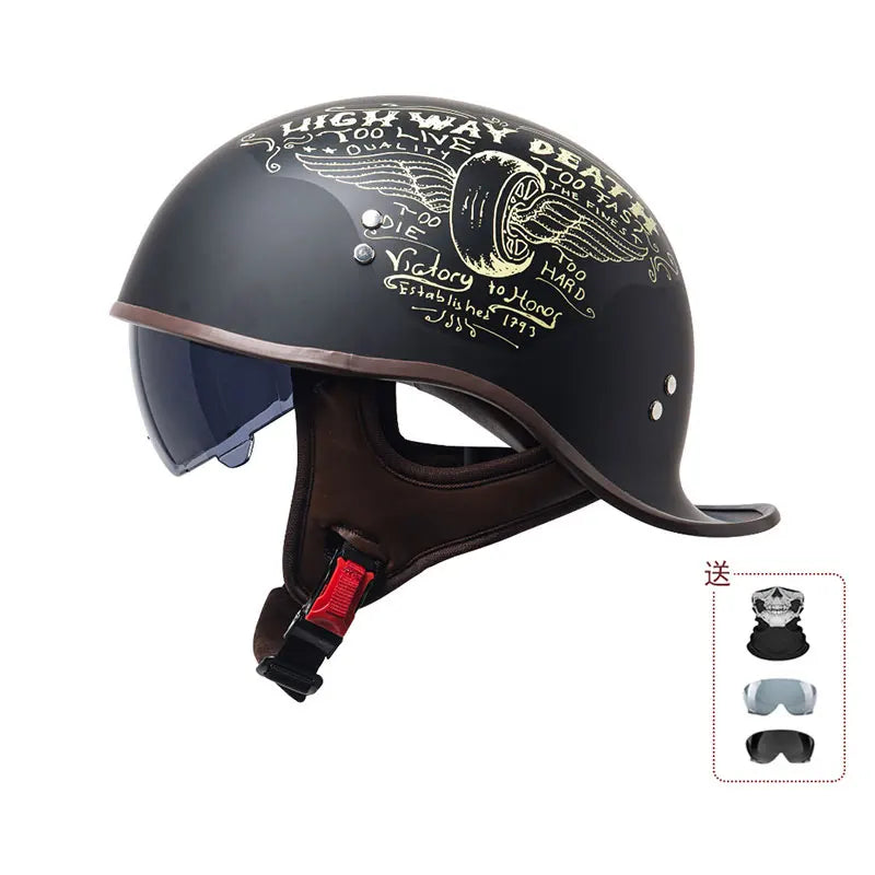 China 3C certification new motorcycle helmet retro personality cock helmet for men and women lightweight breathable half helmet.
