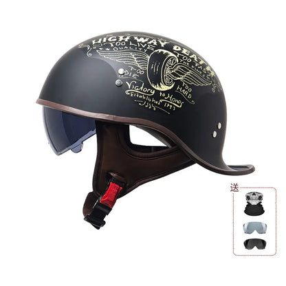 China 3C certification new motorcycle helmet retro personality cock helmet for men and women lightweight breathable half helmet.