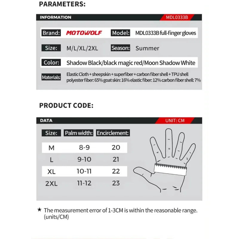 MOTOWOLF Motorcyclist Man Racing Sports Gloves Accessories Windproof Resistant All-Weather Motorcycle Gear Luvas for Men/Women
